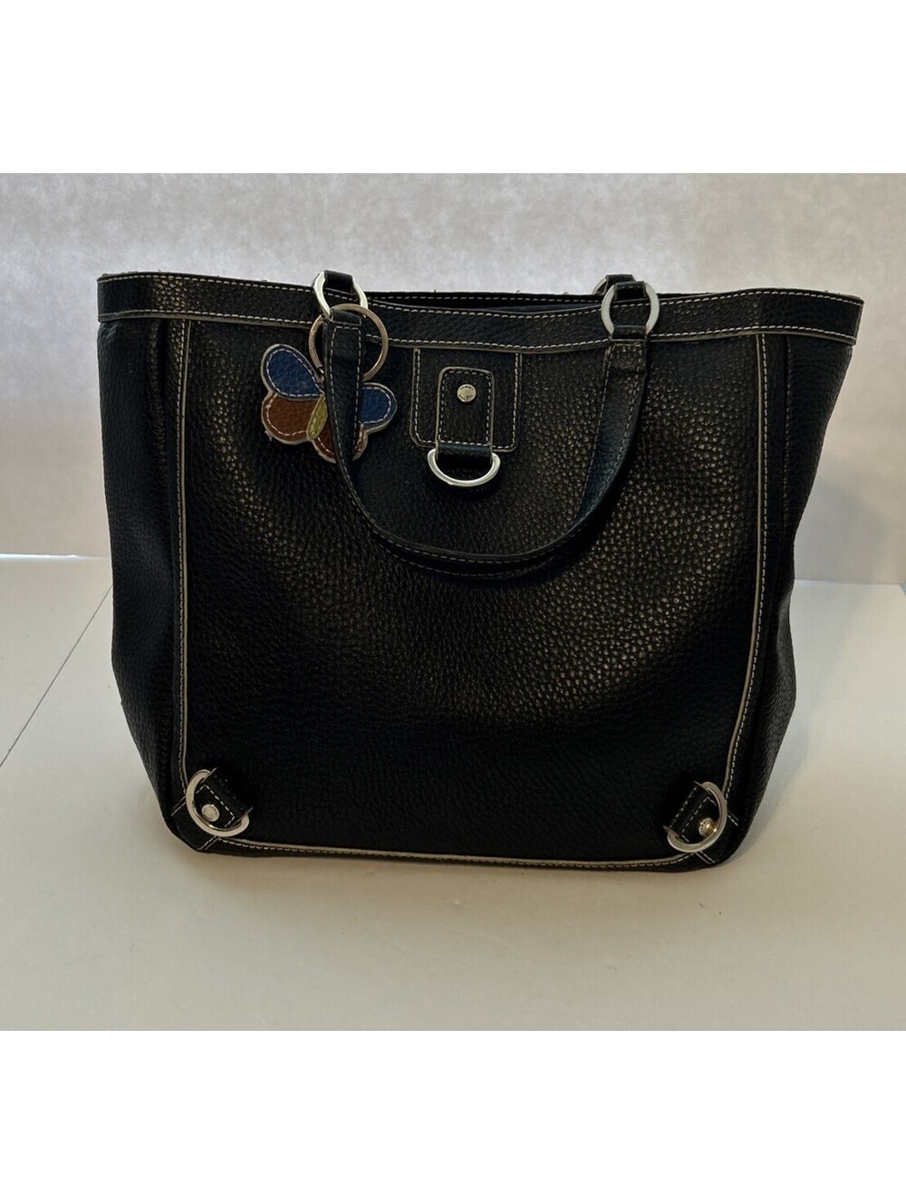 VTGTommy Hilfiger Black Pebble Finished Handbag, Top Handle - Butterfly Hang Tag